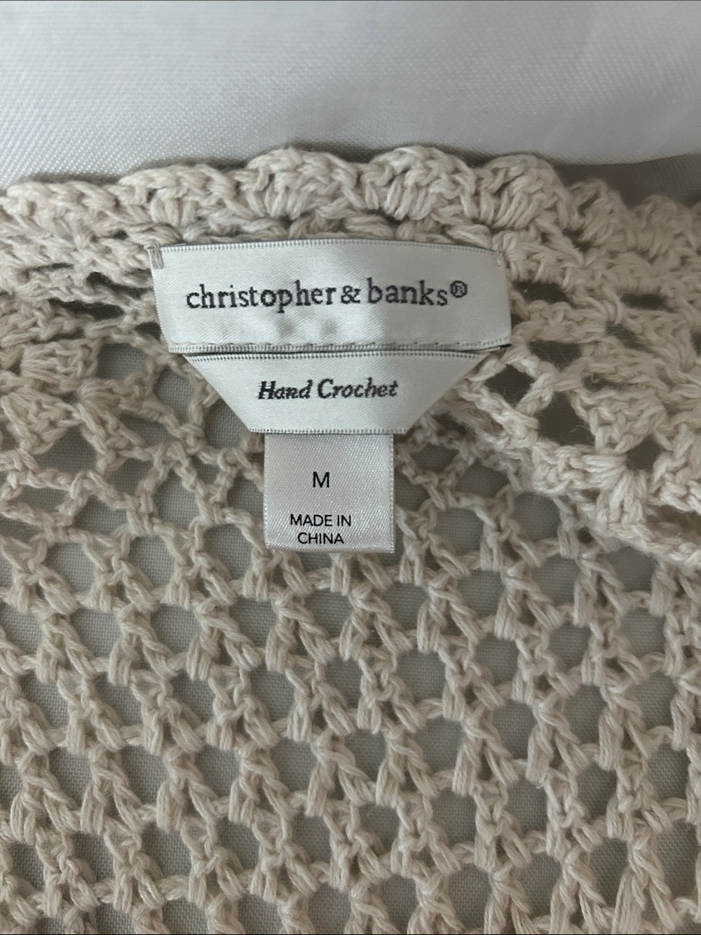 Christopher & Banks Cream Crochet Openwork Short-Sleeve Cardigan Size M - Picture 11 of 11